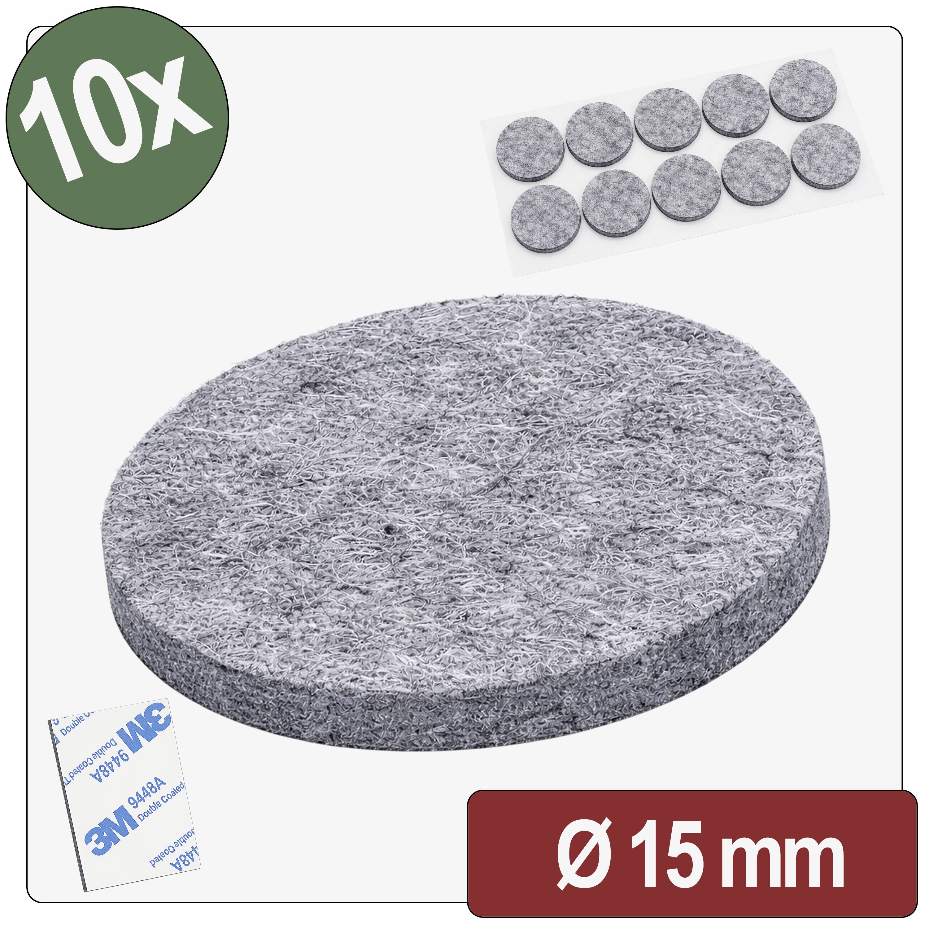 Quadrios 26SA102 Viltglijders Zelfklevend, Rond Grijs (&Oslash; x h) 15 mm x 4 mm 10 stuk(s)