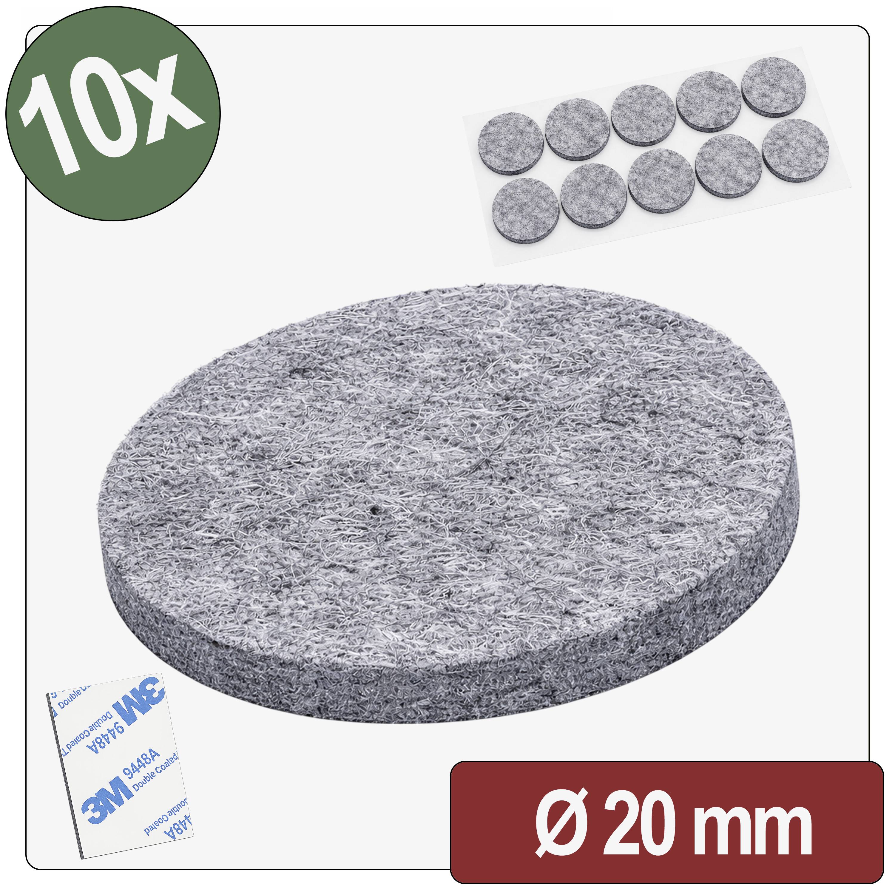 Quadrios 26SA103 Viltglijders Zelfklevend, Rond Grijs (&Oslash; x h) 20 mm x 4 mm 10 stuk(s)