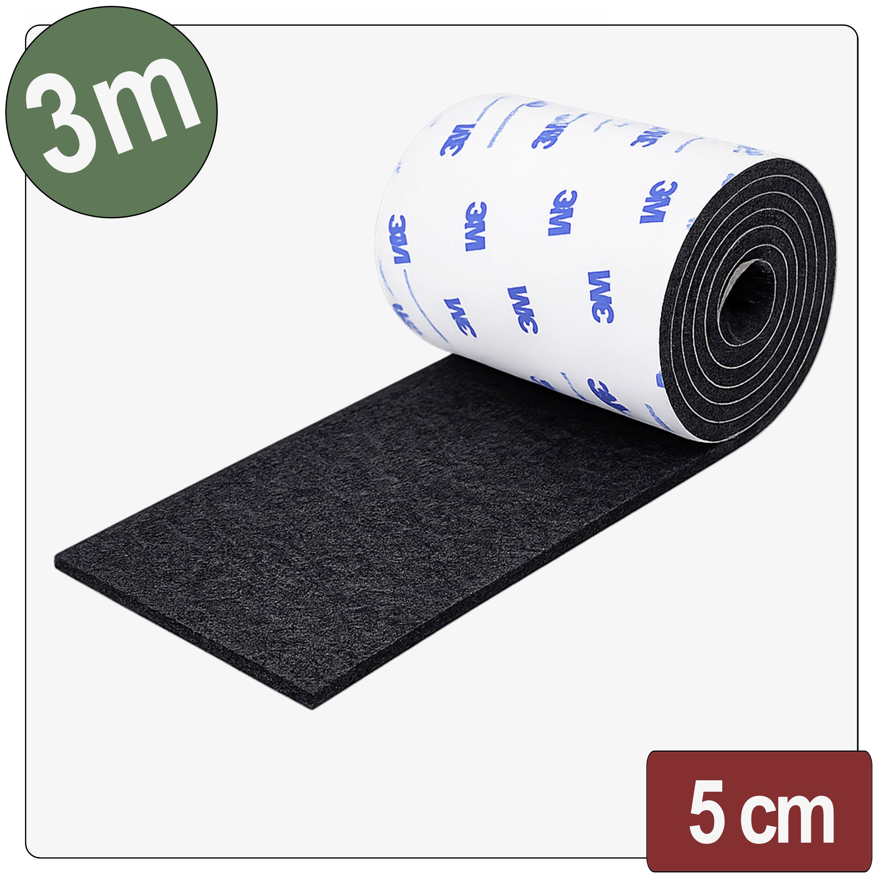 Quadrios 26SA144 Viltglijders Zelfklevend, Rond Zwart (l x b x h) 3000 x 50 x 4 mm 3 m