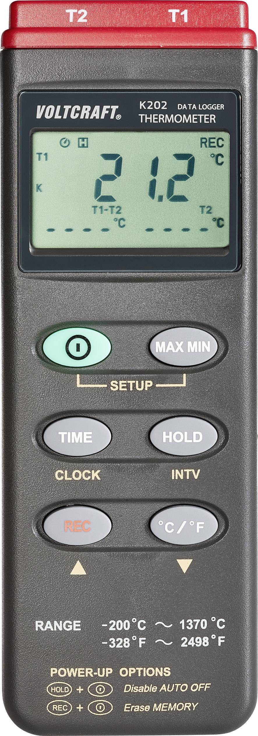 VOLTCRAFT K202 Thermometer -200 - +1370 °C Sensor type K Data logger