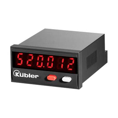 Kübler digital panel meter displaying red value '520.012' with two front buttons on a black instrument housing.<br>