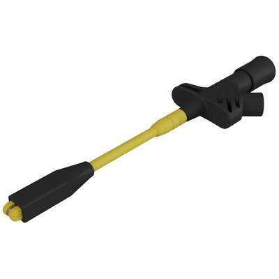 Black and yellow charging adapter with protective insulation and angled handle, suitable for specialist chargers or connections.