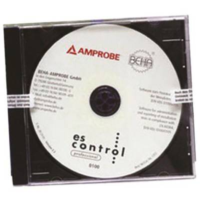 A CD case with the inscription 'es control profession Bundle', contains software from AMPROBE and BEHA for energy monitoring.
