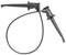 A black test probe with crocodile clip and cable, used for electrical testing and measurements in electronics.