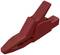 Red crocodile clip, suitable for electrical connections up to 1000V and 32A, with CE marking.