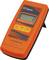An orange carbon monoxide detector shows a CO reading of 0 ppm on the display. It features buttons for measurement mode and hold function.