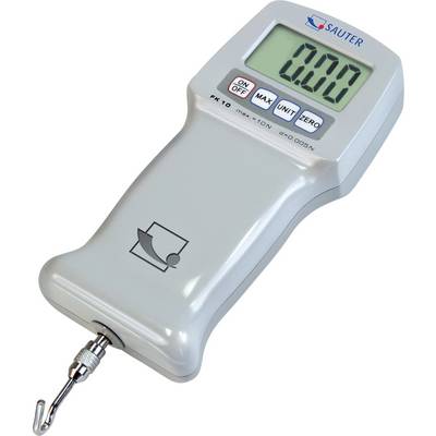 Digital Sauter Force Measuring Device with Hook, Display Shows '0.00'. Buttons: 'ON', 'MAX', 'UNIT', 'ZERO'. Ideal for Force Measurements.