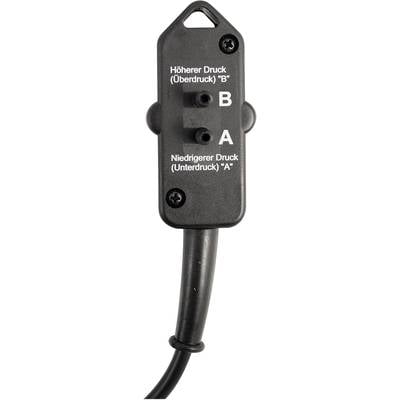 A black plastic component with two connections and labels: 'Higher Pressure (Overpressure) "B"' and 'Lower Pressure (Underpressure) "A"'.