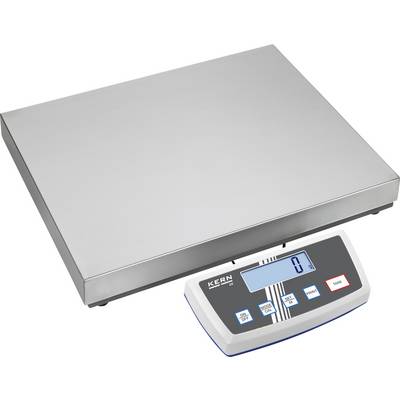 Electronic platform scale with stainless steel platform and digital display. Displays weight in kilograms.