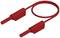 Figure of a red cable with two similar-looking plugs. The cable is curved and connects the two plug ends.