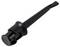 Black plastic spray nozzle with a long tapered stem and round base, shown on a white background.