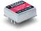 An electronic component with the marking 'TRACO POWER'. It displays input and output data: In 18-75 VDC, Out 5.0 VDC, 3000 mA.