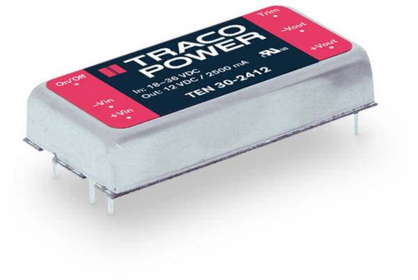 TracoPower TEN 30-2412 DC/DC converter (print) 24 V DC 12 V DC 2.5 A 30 W No. of outputs: 1 x Content 1 pc(s)