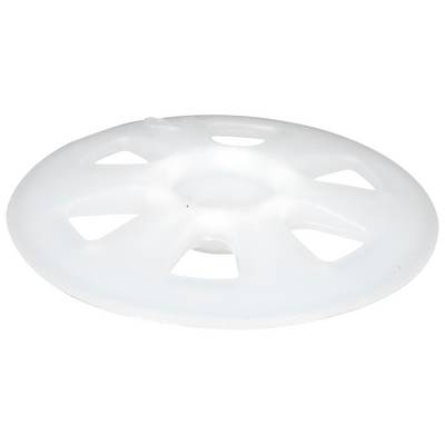 White plastic circular disc with multiple cutout openings, shown isolated on a plain background.