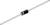 'Illustration of a diode with two terminals, permitting current flow in one direction, in black and white.'