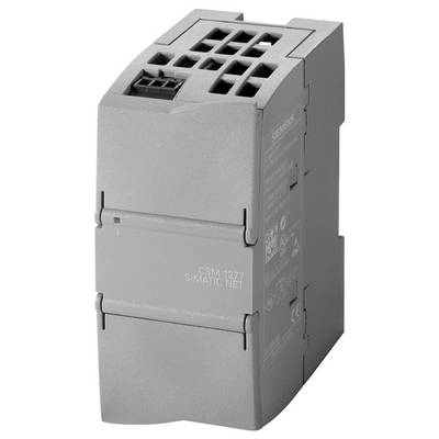 Gray industrial module labeled 'CSM 1277 SIMATIC NET', featuring multiple ports on top, used for network integration in automation systems.