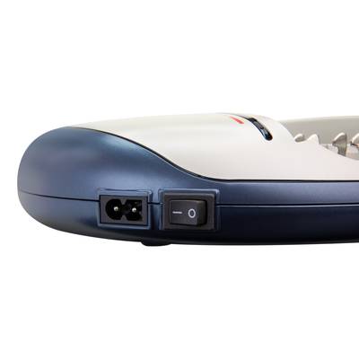 An electrical device with an on/off switch and a side-mounted socket, possibly for power supply.