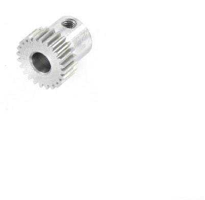 Silver metal gear wheel with a hole, isolated on a white background, used for power transmission in mechanical devices.