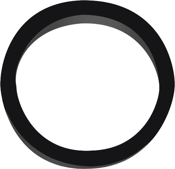A black circular ring on a white background.