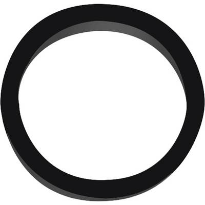 A black circular ring on a white background.