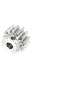 A single silver gear wheel with a central hole lies on a white background.