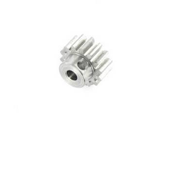 Metal gear wheel with cylindrical teeth. White background.