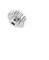 A small silver cogwheel with symmetrical teeth and a central bore, depicted against a white background.