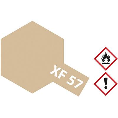 Hexagon with the inscription 'XF 57', alongside symbols for flammability and caution.