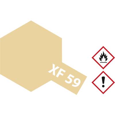'XF 59' colour symbol with warning symbols: flame for flammability and exclamation mark for general warning on a white background.