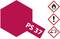 'Triangular hazardous substance symbol with a red border and white background: Flame symbol at the top, exclamation mark in the middle, corrosive substance symbol at the bottom.'