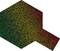 Artwork of a geometric hexagon filled with a gradient transitioning from green through yellow to red; abstract texture.