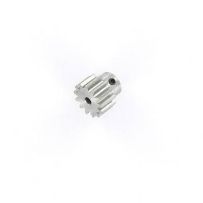A small, silver gear wheel with twelve teeth on a white background. It has a hole on the side for mounting.