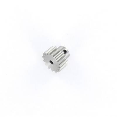 A small, silver cogwheel with ten teeth lies on a white background.