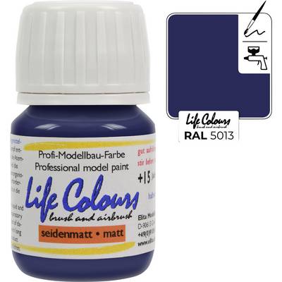 Bottle of professional model paint 'Life Colours', silk matt, RAL 5013, dark blue. Suitable for brush and airbrush.