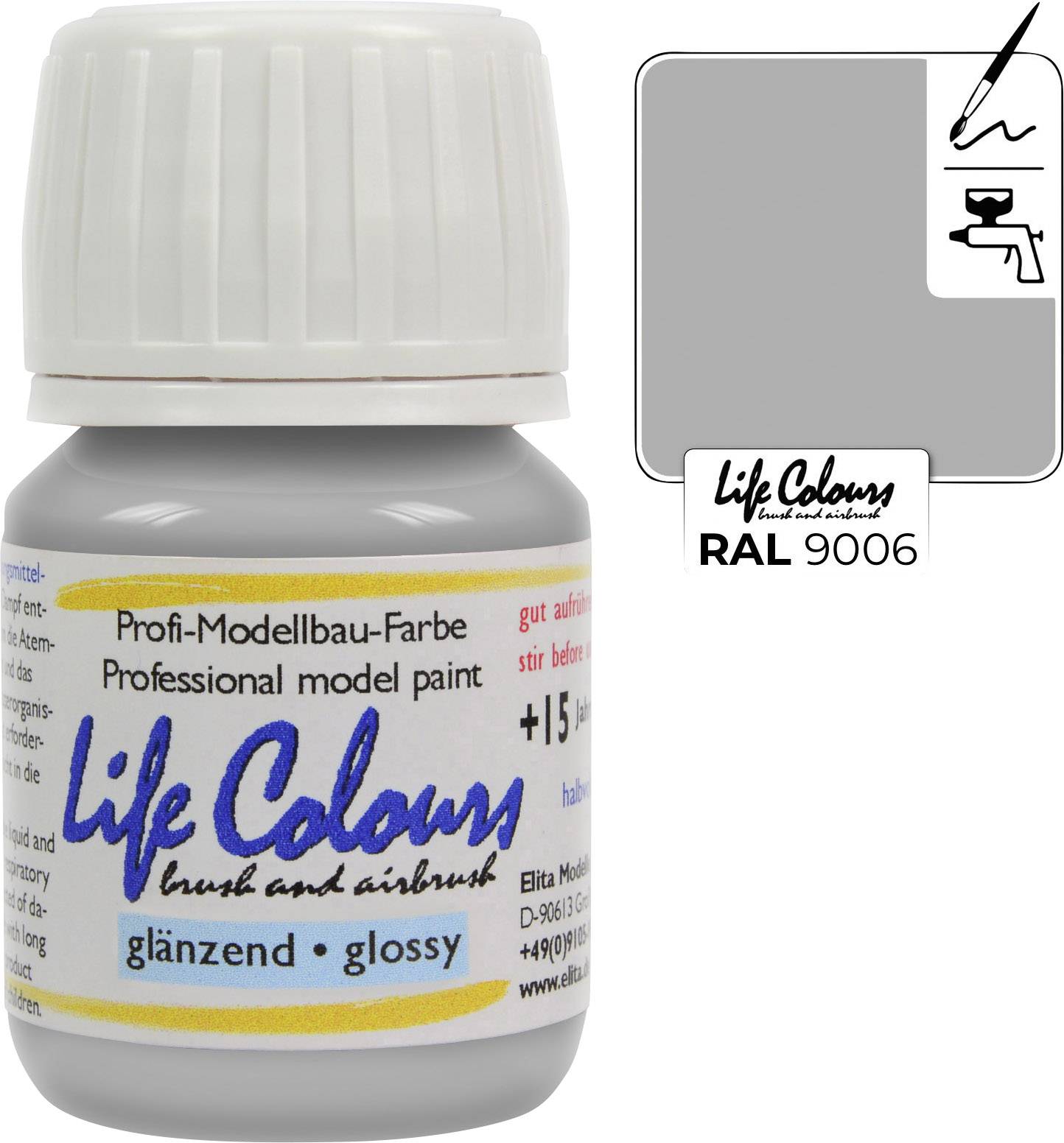 Elita LC009006GL015 Model train paint Aluminium white 15 ml