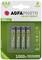 Four AAA batteries from AGFAPHOTO in a green package. Each battery has 900 mAh and can be recharged up to 1000 times.