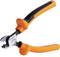 Illustration of an orange cable cutter with ergonomic handles, suitable for cutting wires and cables.