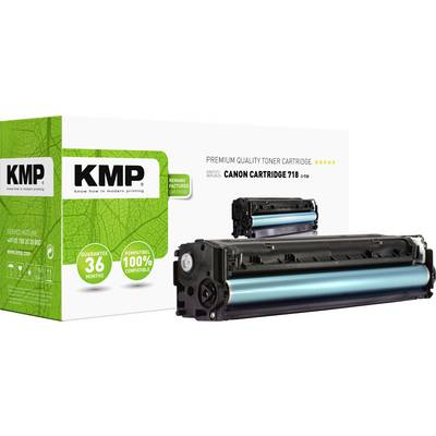 KMP Toner Cartridge for Canon 718 CRG in Black, remanufactured. Packaging with environmental and compatibility assurance.