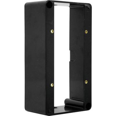 Black rectangular plastic wall-mounting frame. Contains screw holes and is open to accommodate internal wiring.