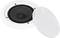 Round recessed ceiling speaker with removable white grille, suitable for ceiling installation.