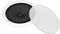 A white ceiling speaker with a removable cover reveals a black speaker underneath. Ideal for discreet audio installation.
