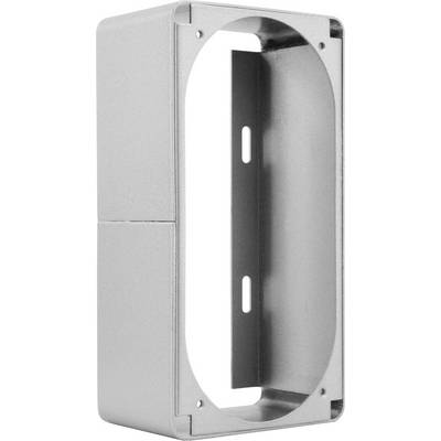 A rectangular, grey metal box with an oval opening and two mounting holes, presumably a mounting bracket or enclosure.