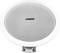 Round ceiling speaker in white with a fine, uniform grille. Brand name in the centre. Suitable for ceiling mounting.