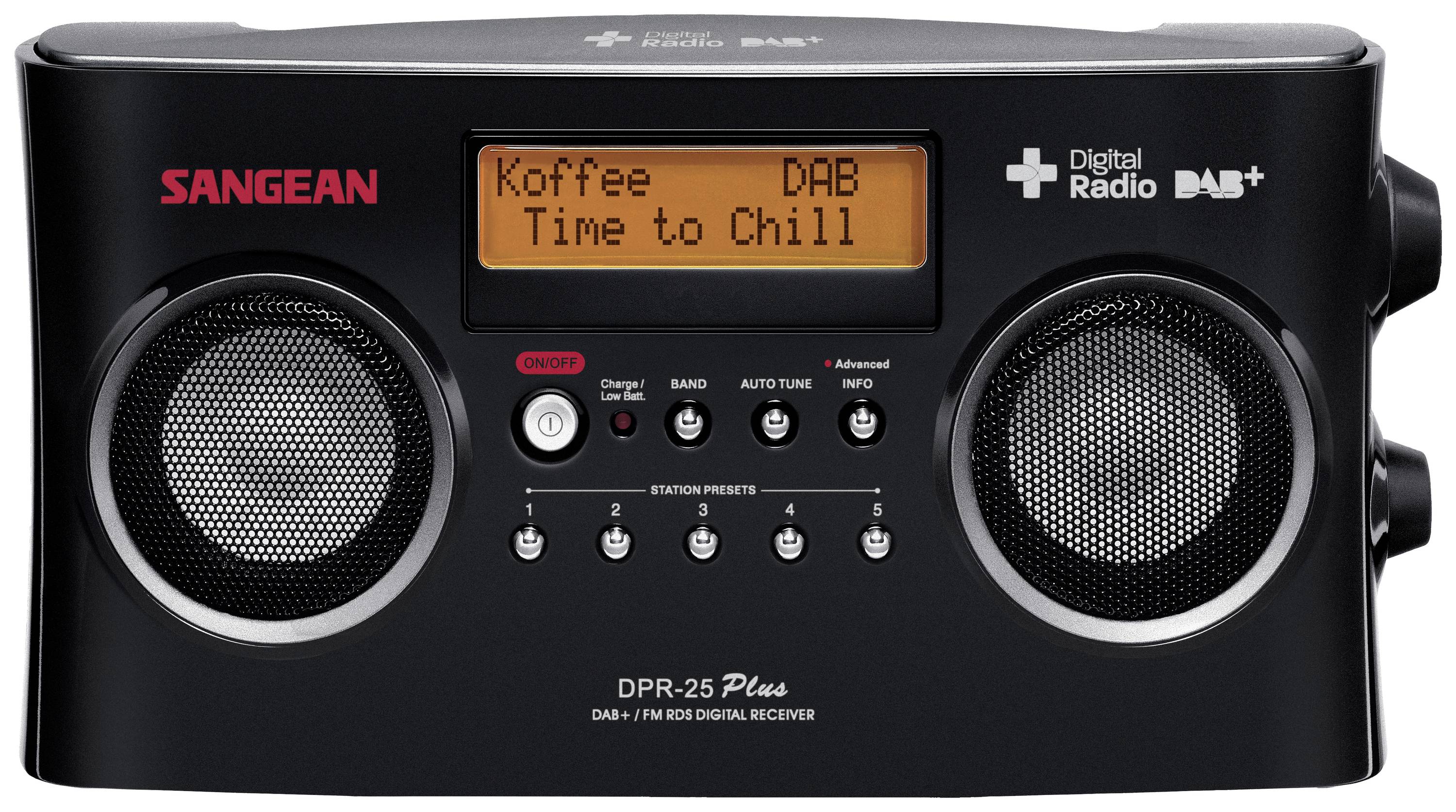 Sangean DPR-25+ Portable radio DAB+, FM AUX Battery charger Black