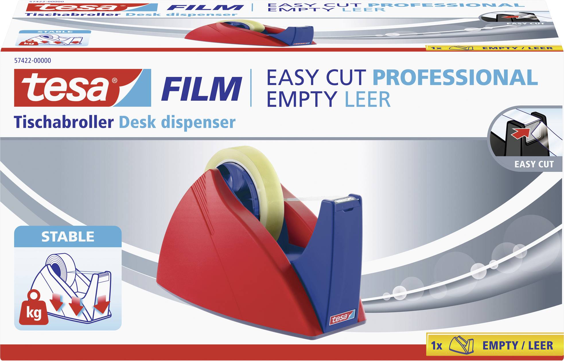tesa 57422-00000-03 Desk tape dispenser tesa Easy Cut® Red, Blue 1 pc(s)