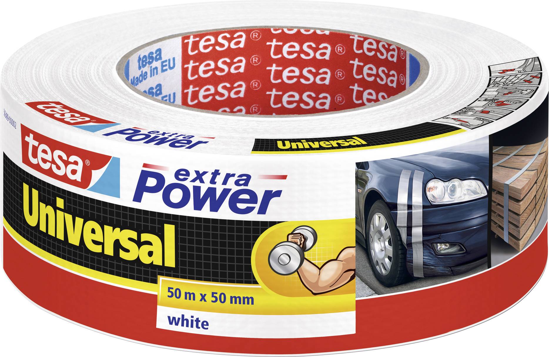 Bezet Staat Induceren tesa UNIVERSAL 56389-00002-06 Cloth tape tesa® extra Power White (L x W) 50  m x 50 mm 1 pc(s) | Conrad.com