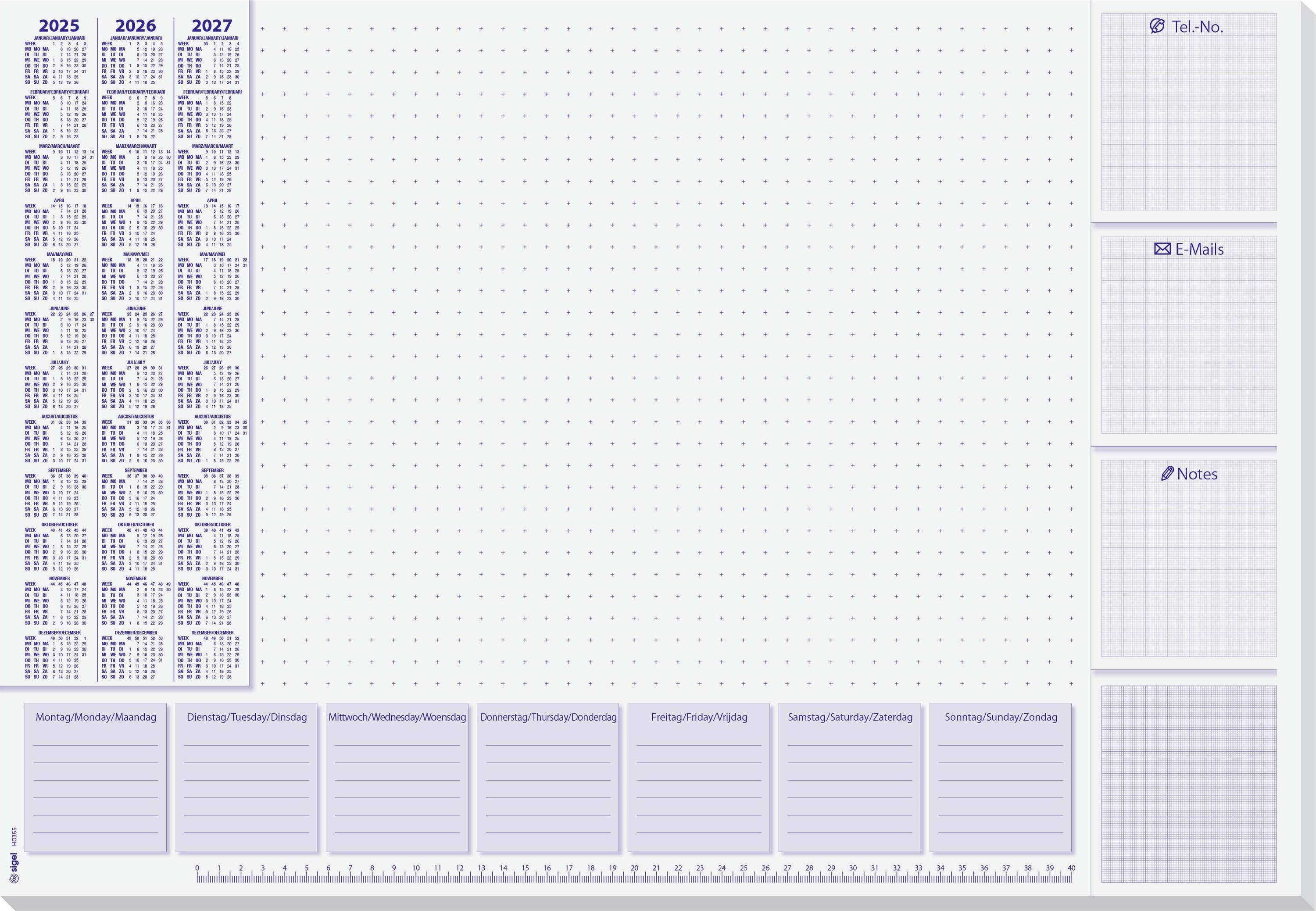 Sigel Lilac HO355 Desk pad Three-year planner Multicolour (W x H) 595 mm x 410 mm