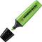 A green highlighter with the text 'Stabilo Boss Original' printed on it. The cap is lying beside it.