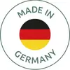 A circle with the inscription 'Made in Germany' and the German flag in the centre.