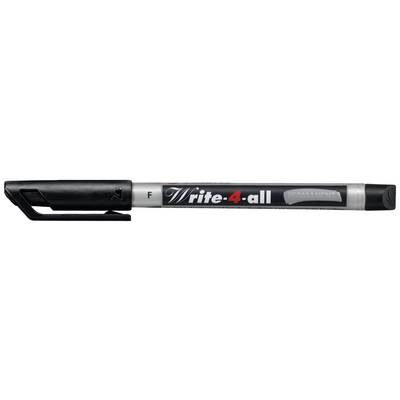 Black felt-tip pen with the inscription 'Write-4-all'. It has a black cap and is suitable for various surfaces.